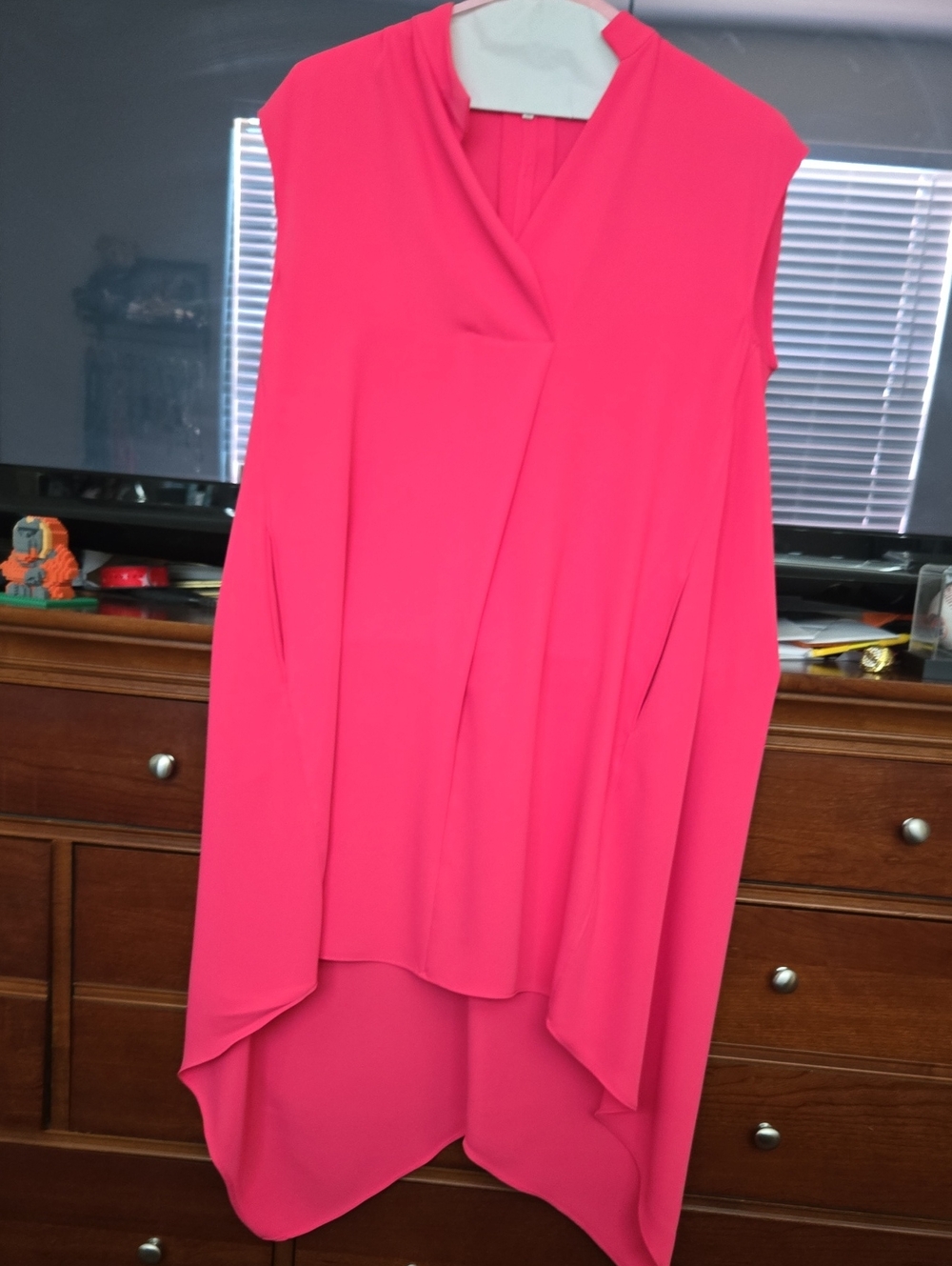 RACHEL Rachel Roy Sleeveless Bright Pink High-Low Draped Dress